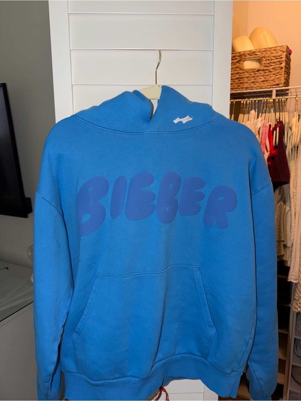 Justin Bieber Skylrk Coachella Blue Hoodie with BIEBER Graphic